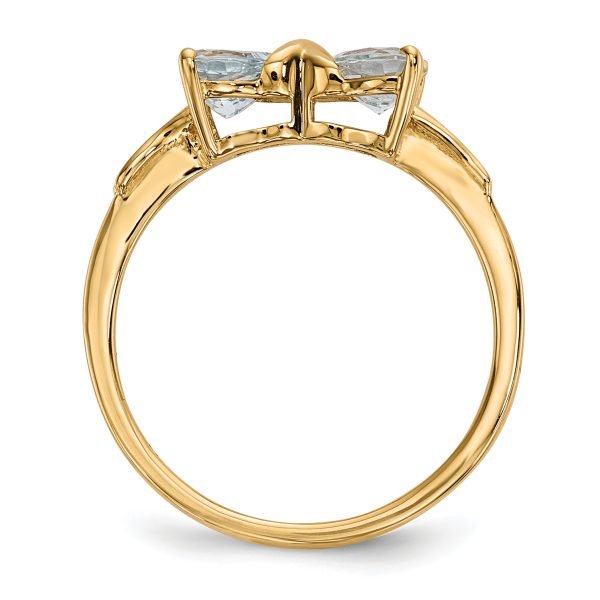 14k Gold Polished Aquamarine Bow Ring - Image 2