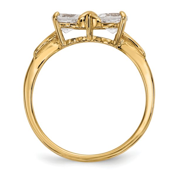 14k Gold Polished White Topaz Bow Ring - Image 2