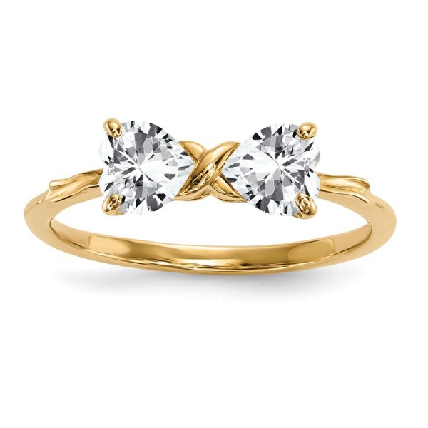 14k Gold Polished White Topaz Bow Ring