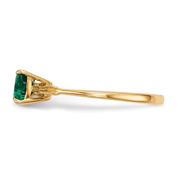 14k Gold Polished Created Emerald Bow Ring - Image 3