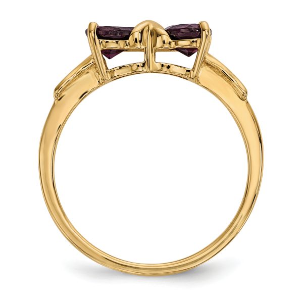 14k Gold Polished Rhodolite Bow Ring - Image 2