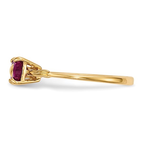 14k Gold Polished Created Ruby Bow Ring - Image 3