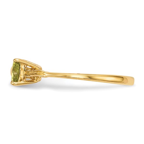 14k Gold Polished Peridot Bow Ring - Image 3