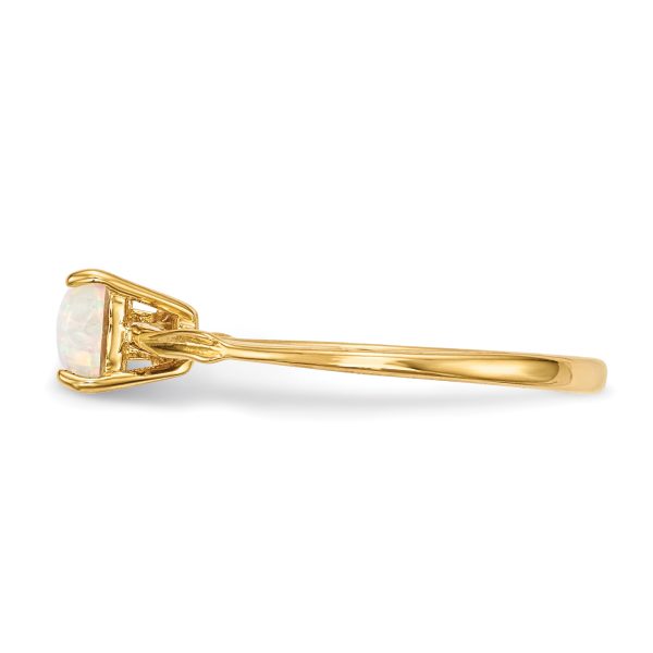 14k Gold Polished Created Opal Bow Ring - Image 3