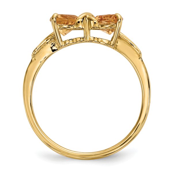 14k Gold Polished Citrine Bow Ring - Image 2