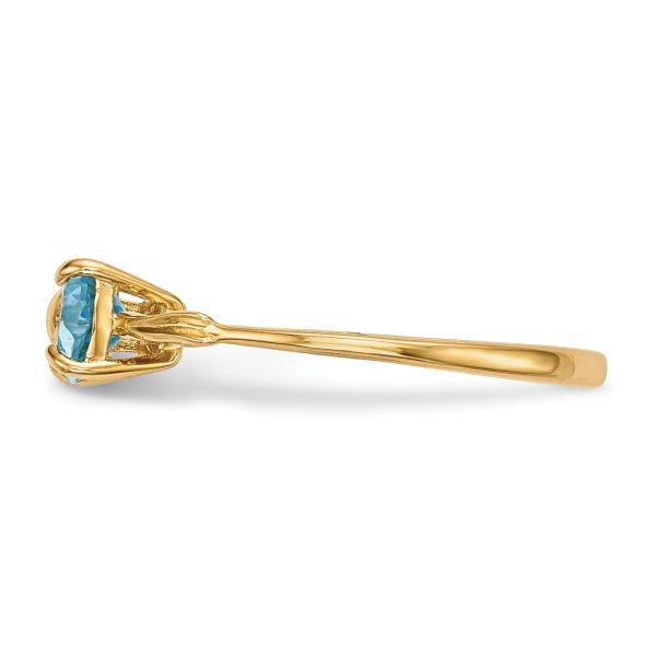 14k Gold Polished Light Swiss Blue Topaz Bow Ring - Image 3