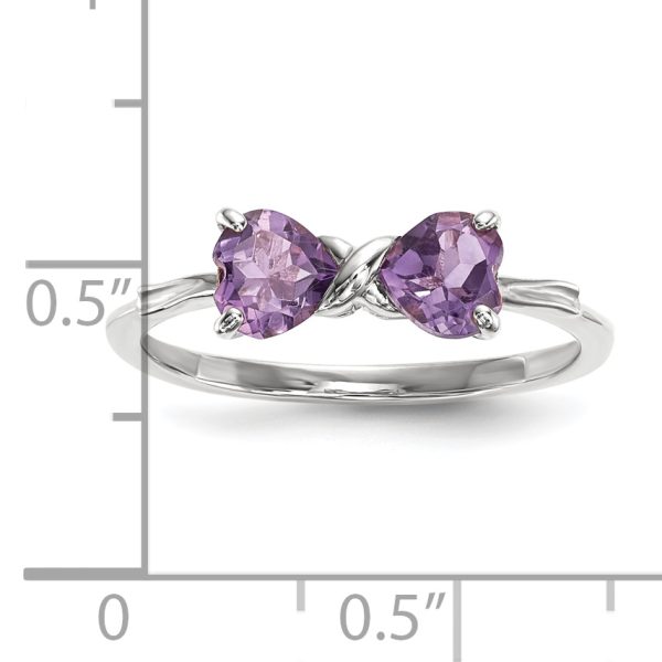 14k White Gold Polished Amethyst Bow Ring - Image 3