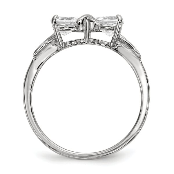 14k White Gold Polished White Topaz Bow Ring - Image 2