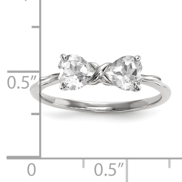 14k White Gold Polished White Topaz Bow Ring - Image 3