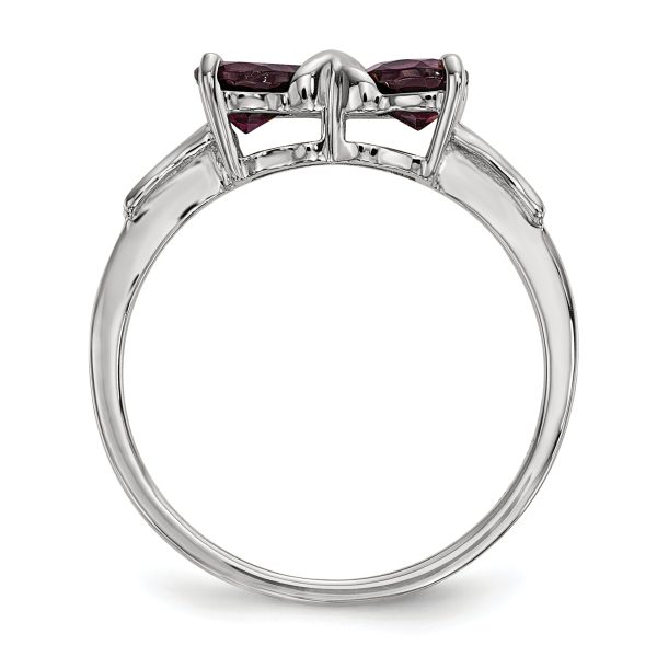 14k White Gold Polished Rhodolite Bow Ring - Image 2