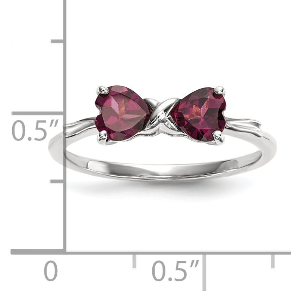 14k White Gold Polished Rhodolite Bow Ring - Image 3