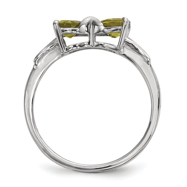 14k White Gold Polished Peridot Bow Ring - Image 2