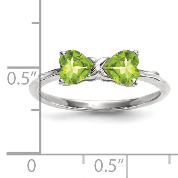 14k White Gold Polished Peridot Bow Ring - Image 3