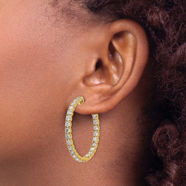 14k 4 7/8ct Lab Grown Diamond VS DEF In&Out Hoops - Image 3