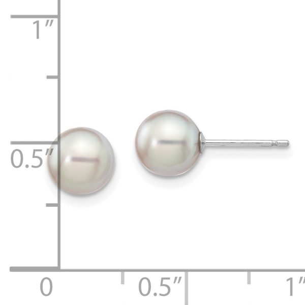 14K White Gold 6-7mm Round Grey Saltwater Akoya Cultured Pearl Earrings - Image 3