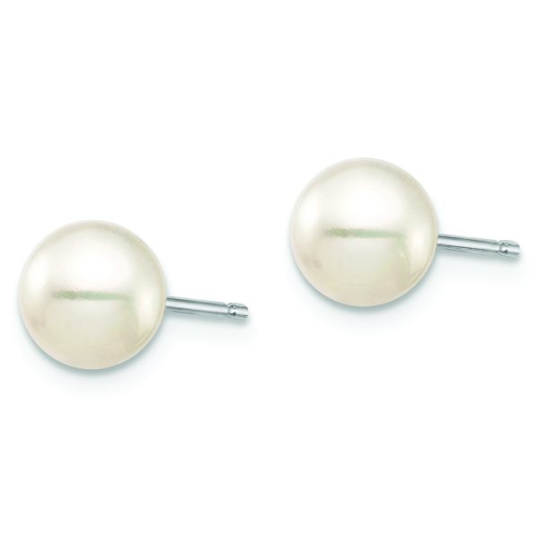 14K White Gold 6-7mm Round White and Black FWC Pearl 2 Earrings Set - Image 2
