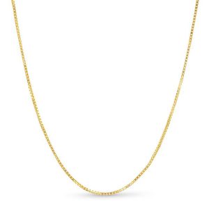 10K YELLOW GOLD BOX 078 GAUGE 20" CHAIN NECKLACE (AVAILABLE IN LENGTHS 7" - 30")