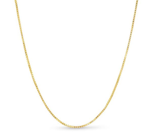 10K YELLOW GOLD BOX 050 GAUGE 22" CHAIN NECKLACE (AVAILABLE IN LENGTHS 7" - 30")