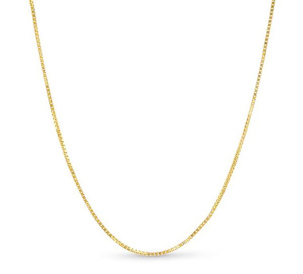 10K YELLOW GOLD BOX 078 GAUGE 26" CHAIN NECKLACE (AVAILABLE IN LENGTHS 7" - 30")