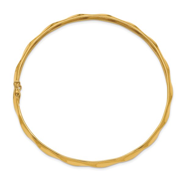 14k Yellow Gold Polished Twisted Flexible Bangle - Image 2