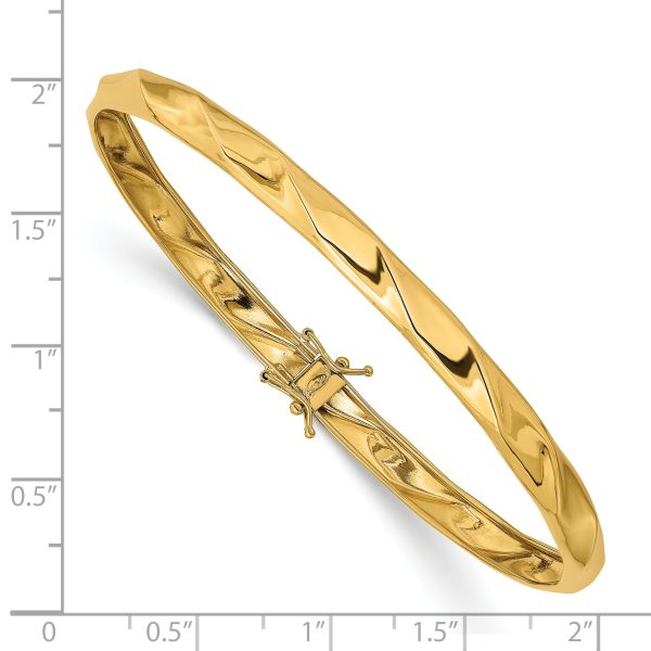 14k Yellow Gold Polished Twisted Flexible Bangle - Image 3