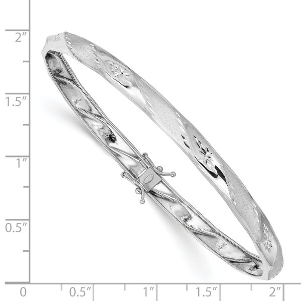 14k White Gold Polished Satin D/C Flexible Bangle - Image 3
