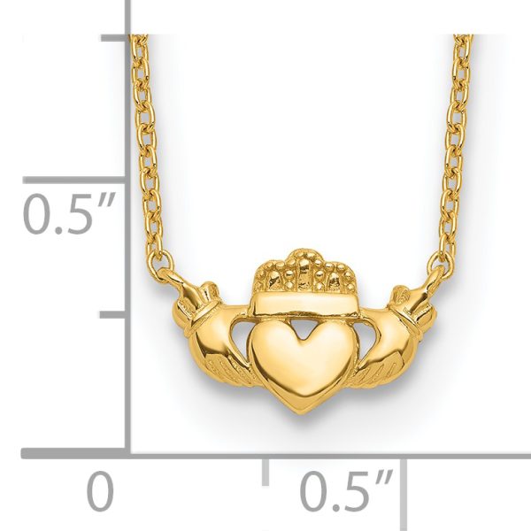 14k Polished Claddagh 17 inch Necklace - Image 3