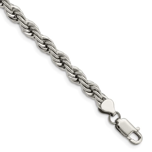 Stainless Steel Polished 7mm 7.25in Rope Bracelet