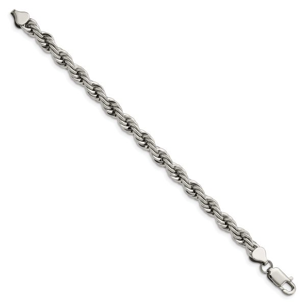 Stainless Steel Polished 7mm 7.25in Rope Bracelet - Image 2