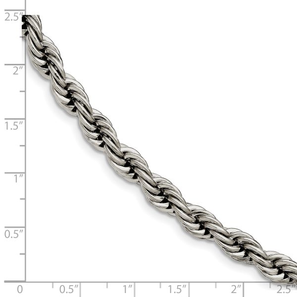 Stainless Steel Polished 7mm 7.25in Rope Bracelet - Image 3