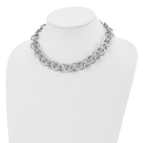 Stainless Steel Polished Circle Link 17in Necklace - Image 2