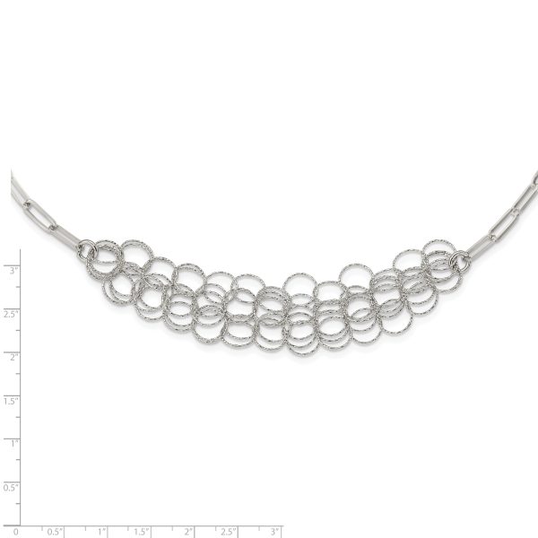 Sterling Silver Rhodium-plated Polished/Textured Circles Necklace - Image 3