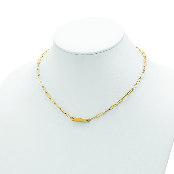 Sterling Silver Gold-plated Polished Bar Necklace w/ 2in ext. Necklace - Image 3