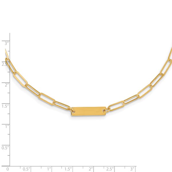 Sterling Silver Gold-plated Polished Bar Necklace w/ 2in ext. Necklace - Image 2