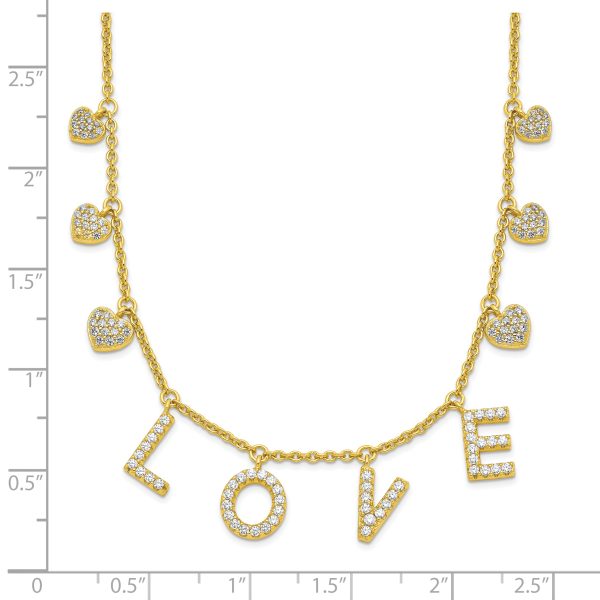 Sterling Silver Gold-tone CZ LOVE w/2in ext Necklace - Image 3