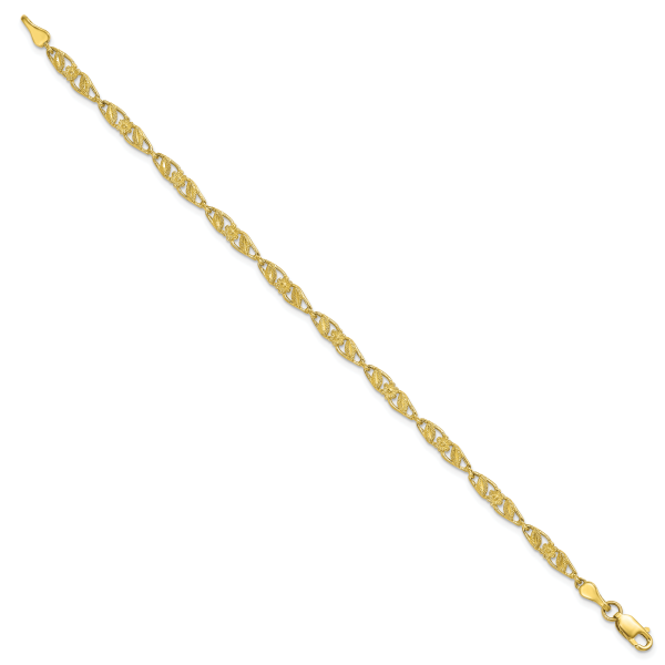 10k Solid Polished Open Back Flower & Leaf Bracelet - Image 2