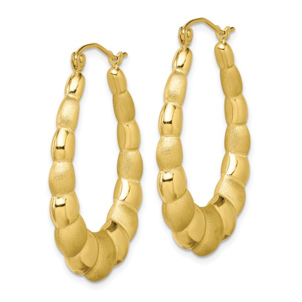 10k Satin and Polished Hollow Fancy Earrings - Image 2