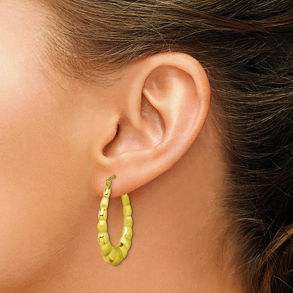 10k Satin and Polished Hollow Fancy Earrings - Image 3