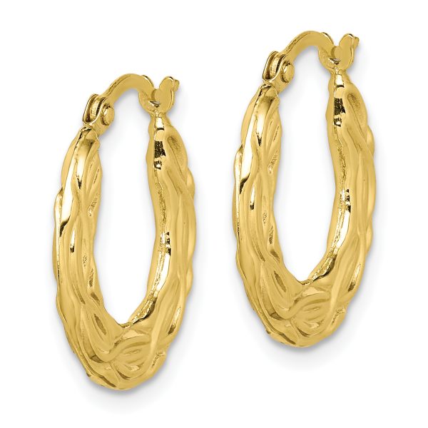 10k Patterned Hollow Hoop Earrings - Image 2