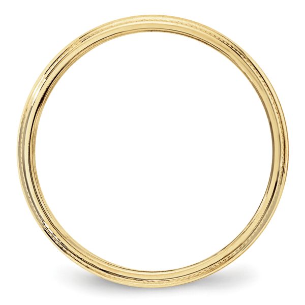 10KY 3mm LTW Milgrain Half Round Band Size 8.5 - Image 2