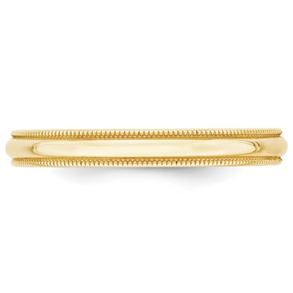 10KY 3mm LTW Milgrain Half Round Band Size 8.5 - Image 3