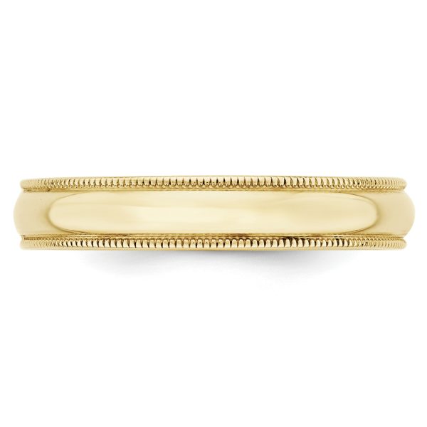 10KY 4mm LTW Milgrain Half Round Band Size 8.5 - Image 3