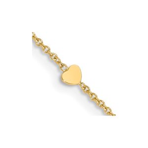 14K Polished Hearts 10in Plus 1in ext. Anklet