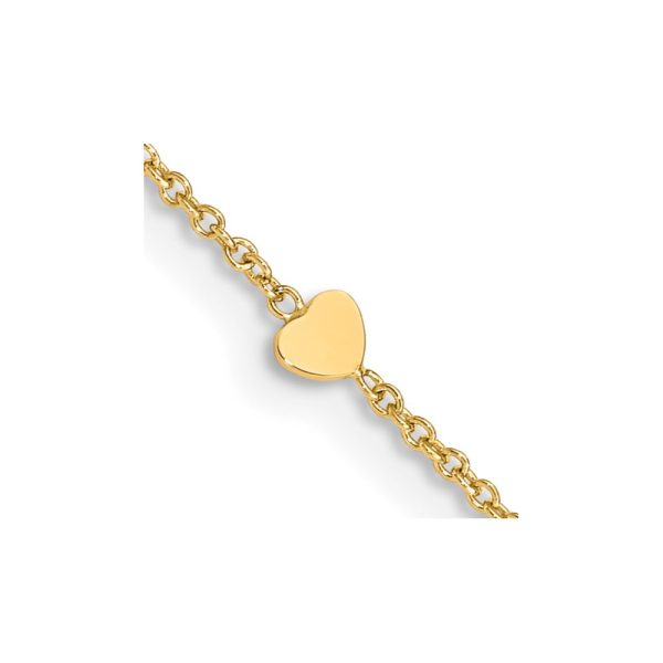14K Polished Hearts 10in Plus 1in ext. Anklet