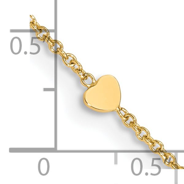 14K Polished Hearts 10in Plus 1in ext. Anklet - Image 3