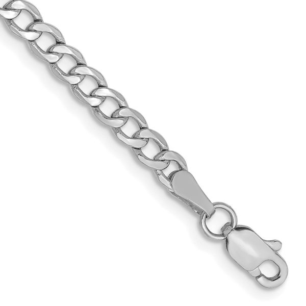 14k WG 3.35mm Semi-Solid Curb Chain Anklet