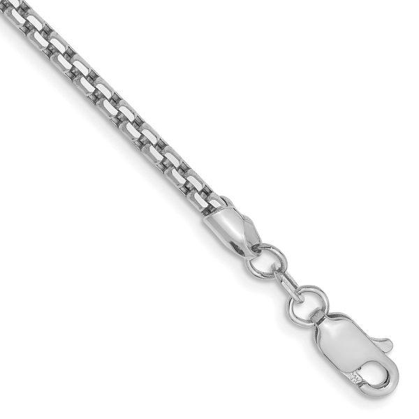 14k WG 2.45mm Semi-Solid Round Box Chain