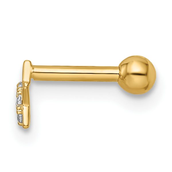 14k 16 Gauge CZ Star Labret Stud - Image 2