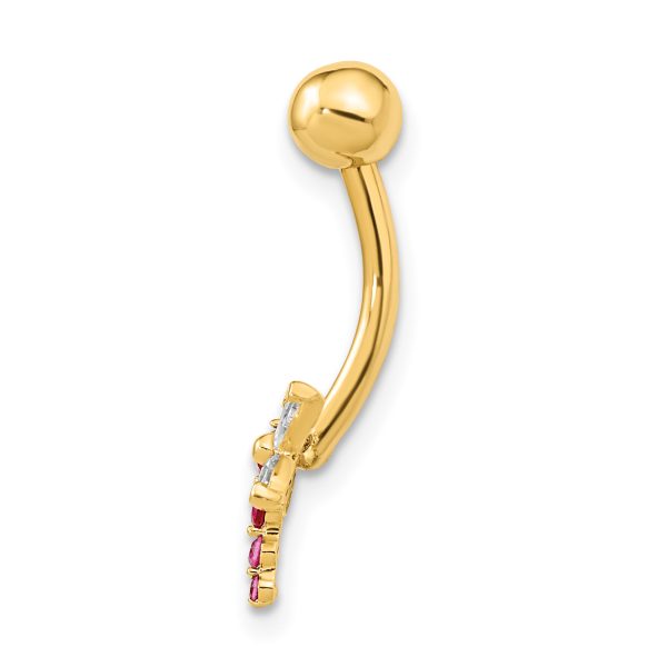 14K 14 Gauge Dragonfly CZ Belly/Navel Ring Body Jewelry - Image 2