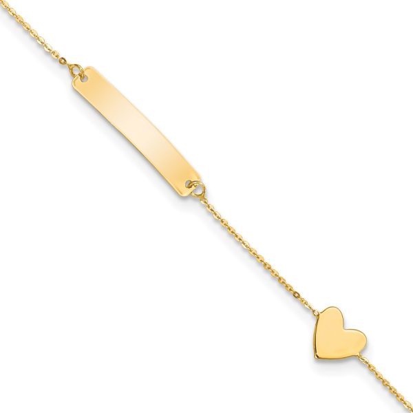 14k Polished 5.5in Heart ID Bracelet